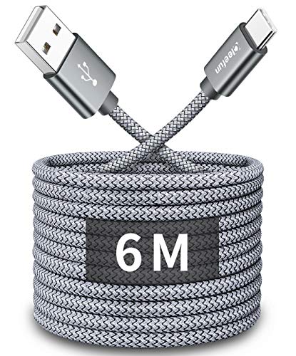 CLEEFUN Cable USB C 6M, Extra Largo USB 2.0 3A Cargador usb c carga rapide para PS5 Controller...