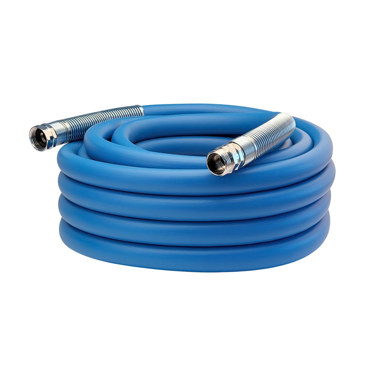 Guitrees 2026 Upgraded Garden Hose 25FT x 3/4", Heavy Duty Rubber Water Hose with Five Layered Braiding, Swivel male and female Nickel-plated Brass Fittings, 1200PSI Burst, 300PSI Working (Blue)