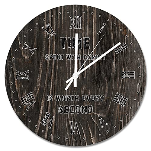 Horloge murale en bois noir 38 cm pendule silencieuse et rustique - 2