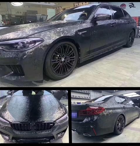 Image of LZLRUN Forged Matte Carbon Fiber Ghost Black Car Vinyl Wrap Film 1 inch x 30ft | Ghost black forged carbon fiber texture, With install tools, Air release, Self-adhesive, Repositionable, For auto furniture