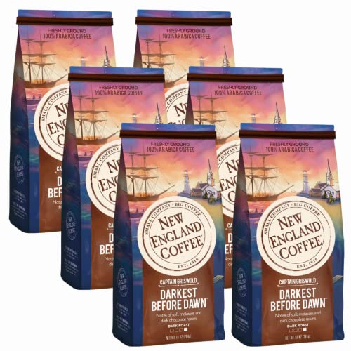 Image of New England Coffee Darkest Before Dawn Dark Roast Ground Coffee, 10oz Bag (Pack of 6)