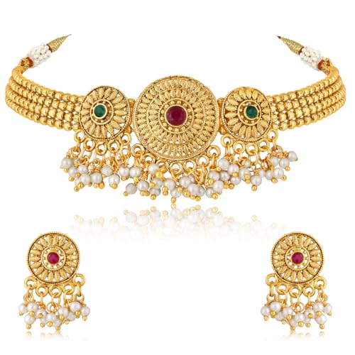 Image of Peora Gold Plated Bridal Jewellery Set with Kamarband Gift for Women Indian Traditional Ethnic Wedding