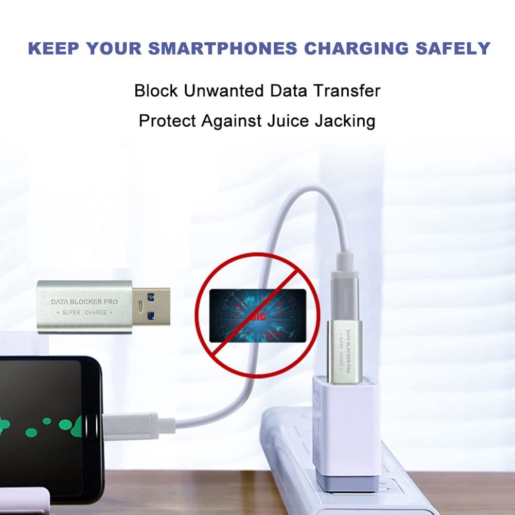 JSAUX USB & USB-C Datenblocker 4er Pack – Transparent, Nur Laden, Schutz Vor Juice Jacking, Bis 100W