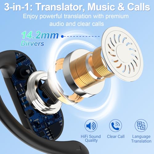 Image of Ai Translation Earbuds Real Time,164 Languages Translator Earbuds with 6 Translation Modes /No Subscription,Audio and Video Calls Translator Headphones,Audifonos Traductores Ingles Espanol, Coal Black