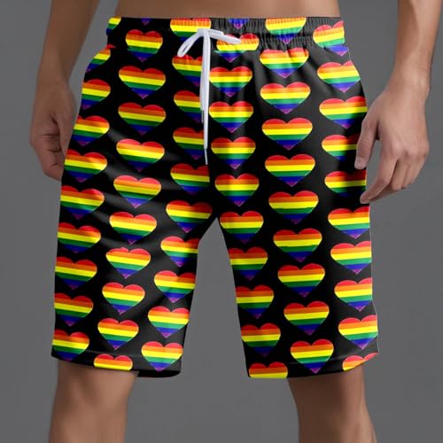 Pride Shorts for Men Drawstring Elastic Waist Rainbow LGBTQ Swim Trunks Quick Dry Beach Shorts Pocketed Gay Swimwear3