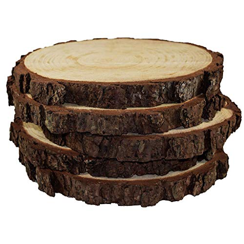 ToDIDAF 5 unidades de rodajas de madera rústica natural con aspecto vintage para bricolaje, manualidades, para exhibir soportes, bodas, quemar madera, manualidades pintadas, centros de mesa rústicos