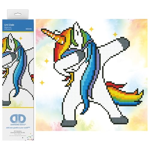 DIAMOND DOTZ Uni Dab Unicorn Diamond Painting Kits for Adults - Diamond Art Kits a Relaxing Creative Craft Kit with Dotz Gems 9.5