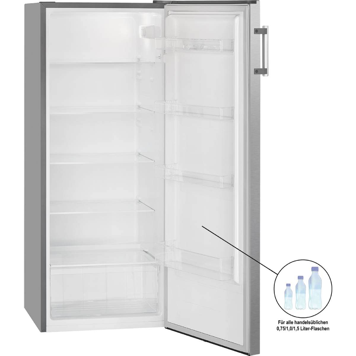 Bomann Kühlschrank ohne Gefrierfach 242L Energieklasse E 143cm leise 40dB VS 7316.1 inox
