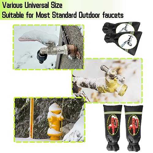 Outdoor Faucet Covers for Winter, 25”H x 13”W Thinsulate Insulation Faucet Freeze Protector, 2 Pack for Garden Lawn Faucets & Yard Hydrant, Waterproof Insulated Spigot Cover Faucet Sock by OUTTDID - Image 2