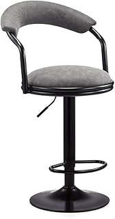 Qi Tai Taburete de Bar de Desayuno Silla de Bar Silla giratoria Minimalista Moderno Retro Back Home High Taburete Silla de Peluquero (Color : High Bar, Talla : Antique Gray)