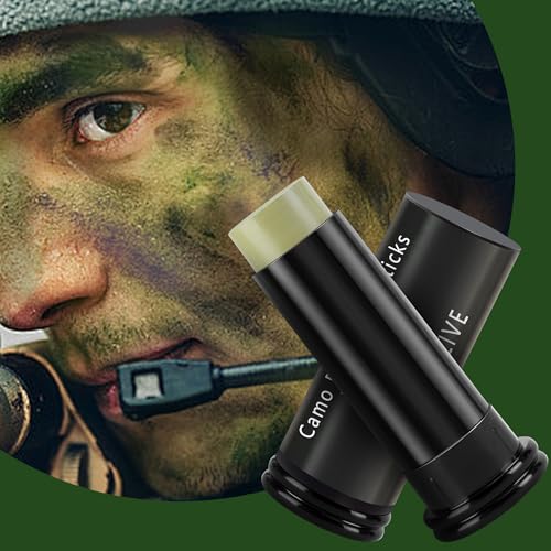 RunNico Kit de pintura facial de caça em 6 cores, bastões de maquiagem camuflados à prova d'água, b