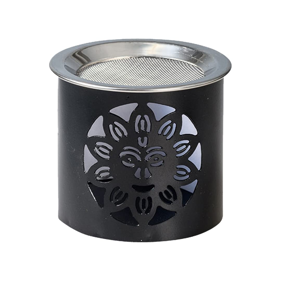 Nklaus Black Incense Burner Iron Smiley-Pattern H 6Cm Tea Light With Strainer For Incense 10918
