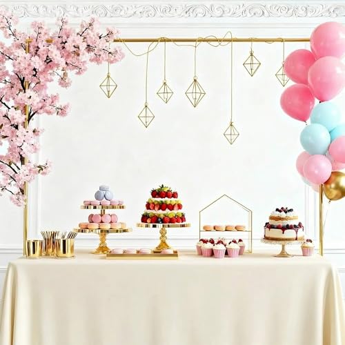 Purdge Over The Table Rod Stand with Clamps Adjustable 33-50 Tall 34-105 Length Gold Table Arch Hanging for Wedding Birthday Party Halloween ChristmasStorage bag