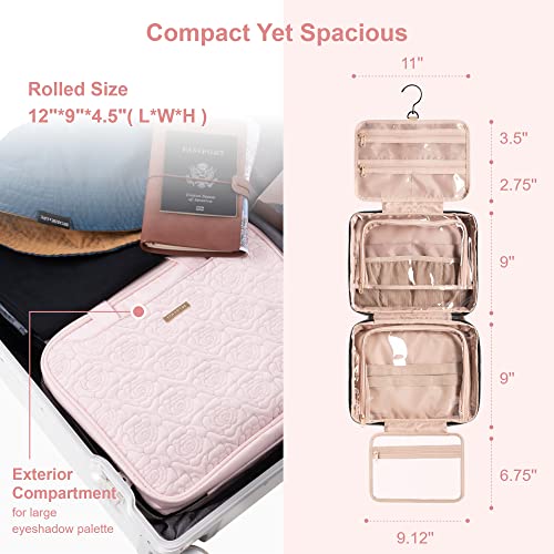 Everfun Hanging Travel Toiletry Bag For Women Large Makeup Cosmetic Organizer Bag With 4 Compartments Water-Resistant Bathroom Carry-On Dopp Kit For Full Size Travel Accessories #TOP5