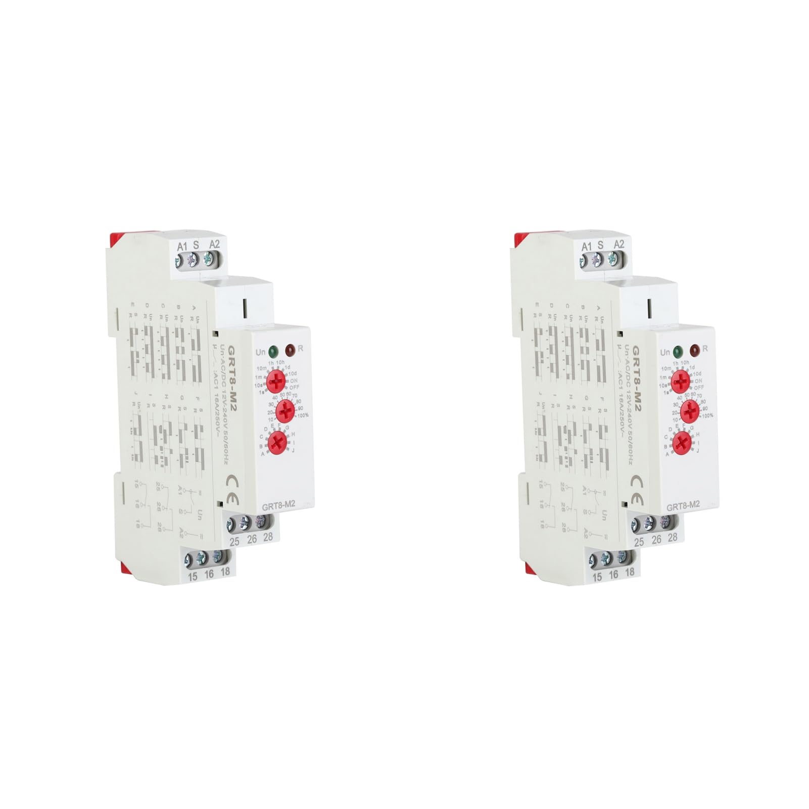 Relé de Tiempo Multifuncional, 2 uds., con 10 Modos de Retardo, Ajuste de Amplio Rango, Montaje en Carril DIN, CA, 12V-240V
