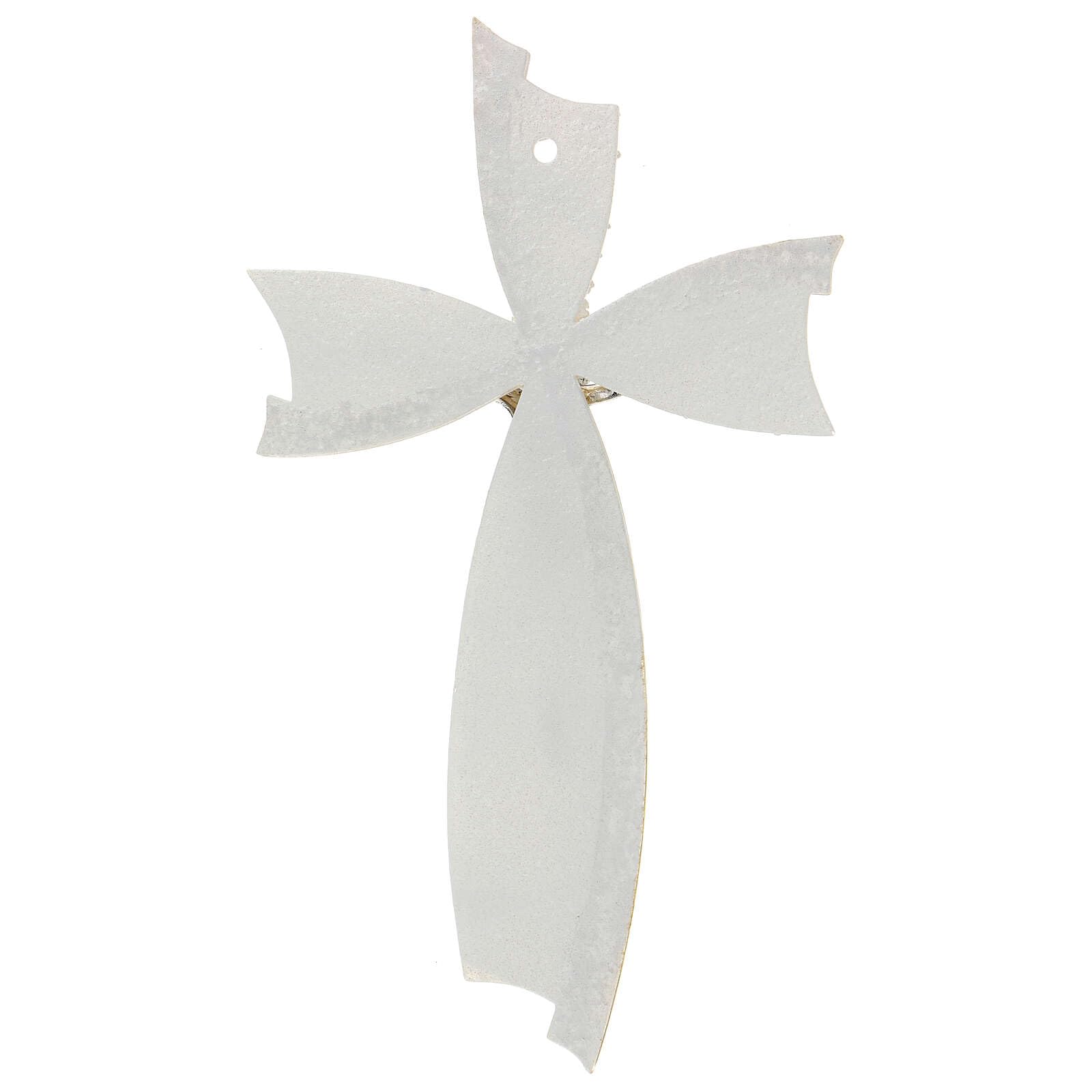 Holyart Crocifisso In Vetro Di Murano 25 Cm Argento Con Strass - 2