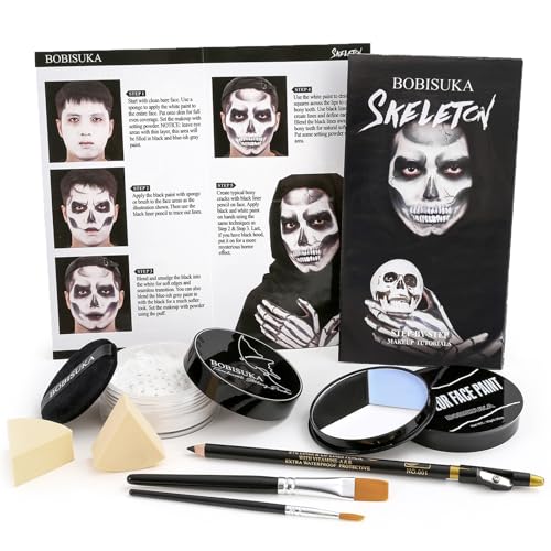 Halloween Skeleton Makeup, Complete Skeleton/Skull Makeup Kit Fac...