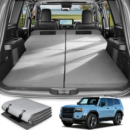 Image of Car Bed for Toyota Land Cruiser, Foldable Non Inflatable Memory Foam Camping Mattress, Thickened Portable SUV Trunk Sleeping Pad, Air Mattress Upgrade for Family Camping Essentials, Gifts for Car Guys