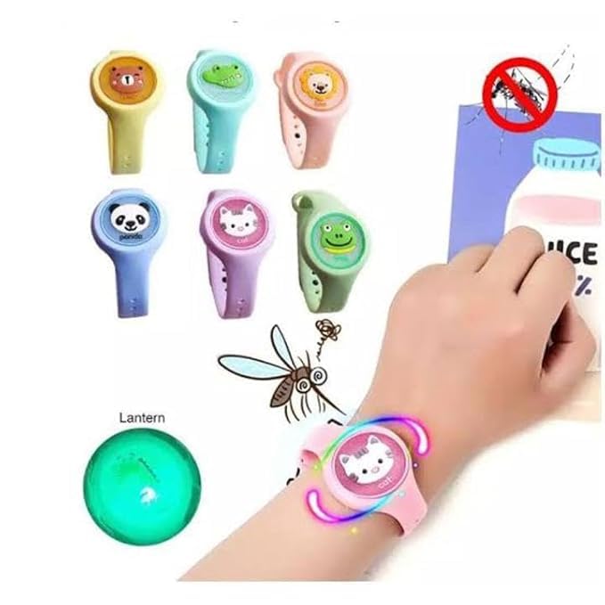 Sweta Creation Kids Cartoon Animal Design Mosquito Repellent Wristbands with LED Light Up, Insect & Bug Pest Repeller Waterproof Bracelet For Kids and Adults(Mosquito Repellent bands1-Orange-Pcs3)