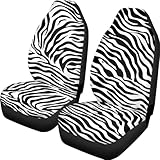 Rucaresri Black-White Zebra Print Car Seat Covers 2pcs Universal Fit Front Car...