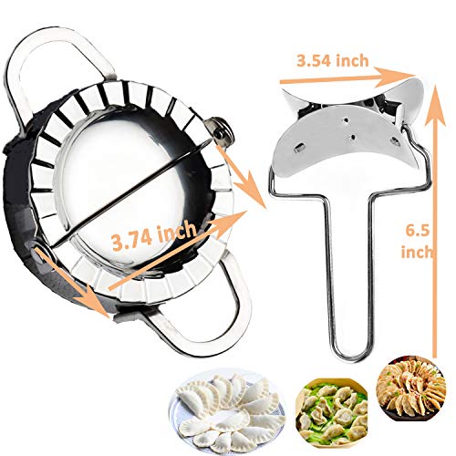 Stainless Steel Dumpling Maker Empanada Press Wraper Dough Cutter Pie Ravioli Dumpling Mould Kitchen Accessories-SYSAMA Eco-Friendly Pastry Tools (2pcs large dumpling maker+ 1 Pastry Cutter)