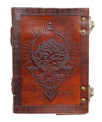 Carnet de notes en cuir Tree of Life 13x18cm de 200 pages marron style antique