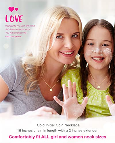 Unique Personalized Gifts for Her, Initial Necklaces for Women, Letter Double Side Engraved Disc/Heart Pendant Necklace, Minimalism Style Jewelry for Everyday Wear2