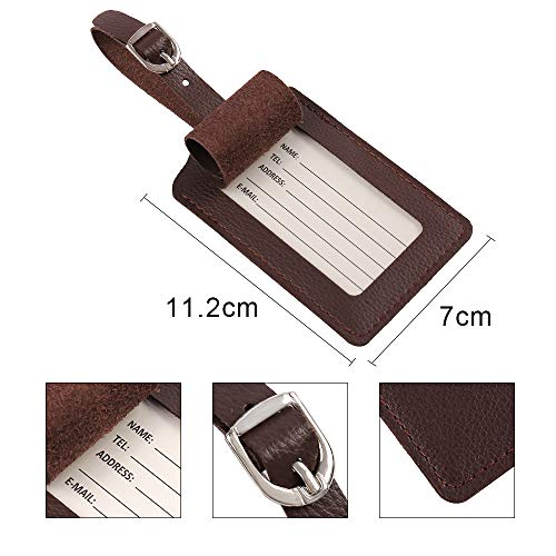 Leather Luggage Tags 4 Pack Bag Suitcase Labels - Image 5