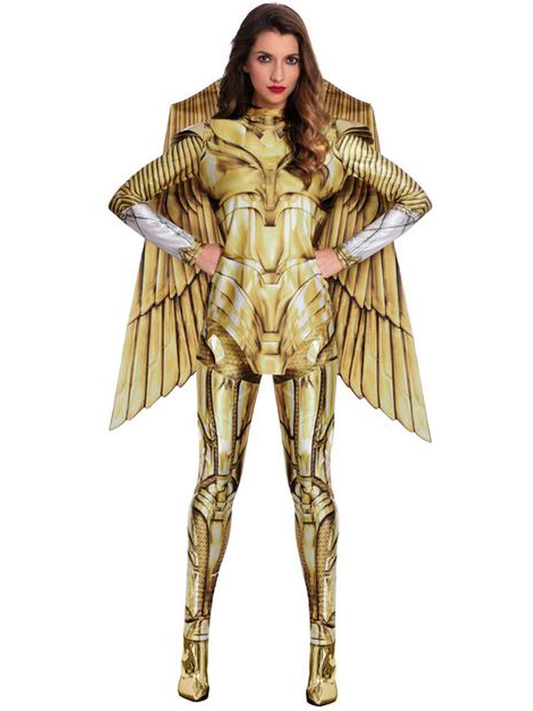 amscan Adult Womens Official Warner Bros DC Comics Licensed Wonder Woman Gold Hero Fancy Dress WW84 Costume