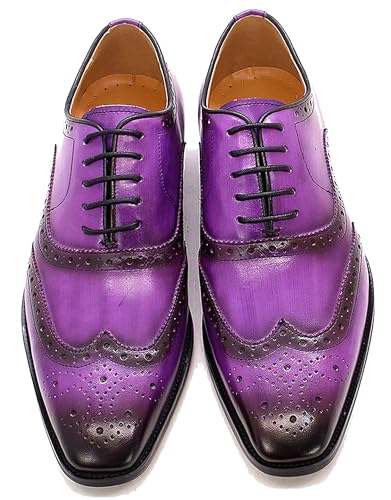 Santimon Men's Oxfords Dress Formal Wingtips Brogues Suit Shoes Genuine Leather Tuxedo Wedding Business Casual Comfortable Prom Shoes for Men2