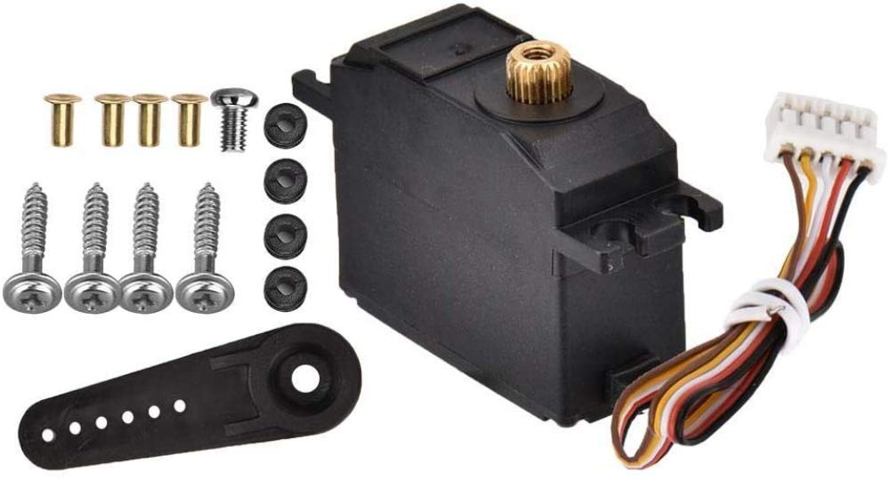 DollaTek Five Wire RC Car Metal Servo, Metal Servo with Installation Accessories Compatible with Wltoys 12428 12423 RC Cars
