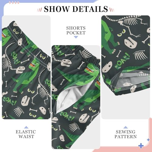 Dino Skull Roar Boys Long Pants Soft Trousers Elastic Waist Kids Lounge Bottoms with Pockets S-XL4