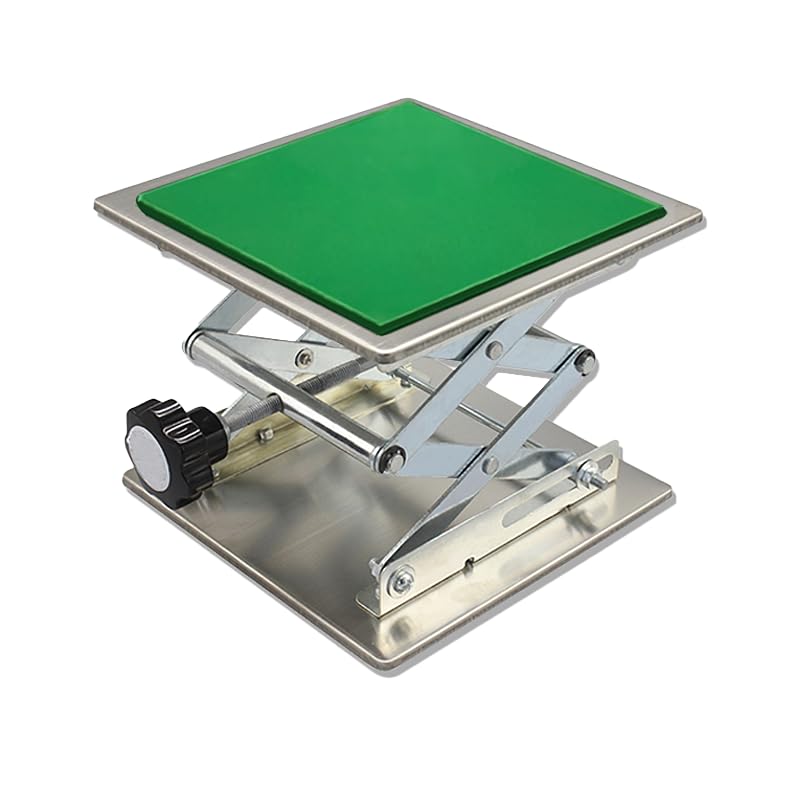 Image of Stainless Steel Lab Jack with Rubber Pad, Stand Table Lift Laboratory Mini Scissor Stand Platform ((6 inch x 6 inch, 10kg / 22b))