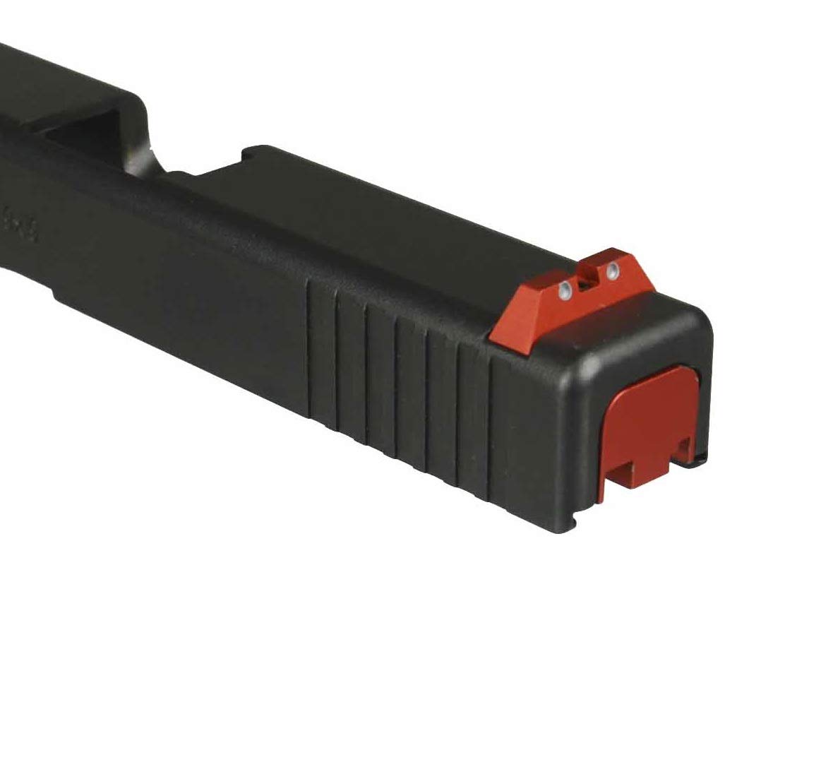 TWP Aluminum Front and Rear Sight 6.5 mm for Glock 17 19 22 23 24 26 27 31 34 35, Anodized Red, Silver Circle