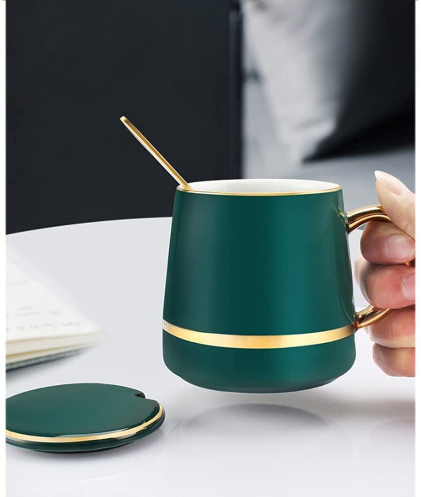 Juego de Tazas de té de Estilo Europeo, Taza de café con platillo, cucharillas, Taza de Porcelana con Tapa, Taza de café, té y platillo (Blanco)