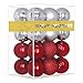 GameXcel Christmas Balls Ornaments for Xmas Tree - Shatterproof Christmas Tree Decorations Perfect Hanging Ball Silver & Red 1.6" x 24 Pack
