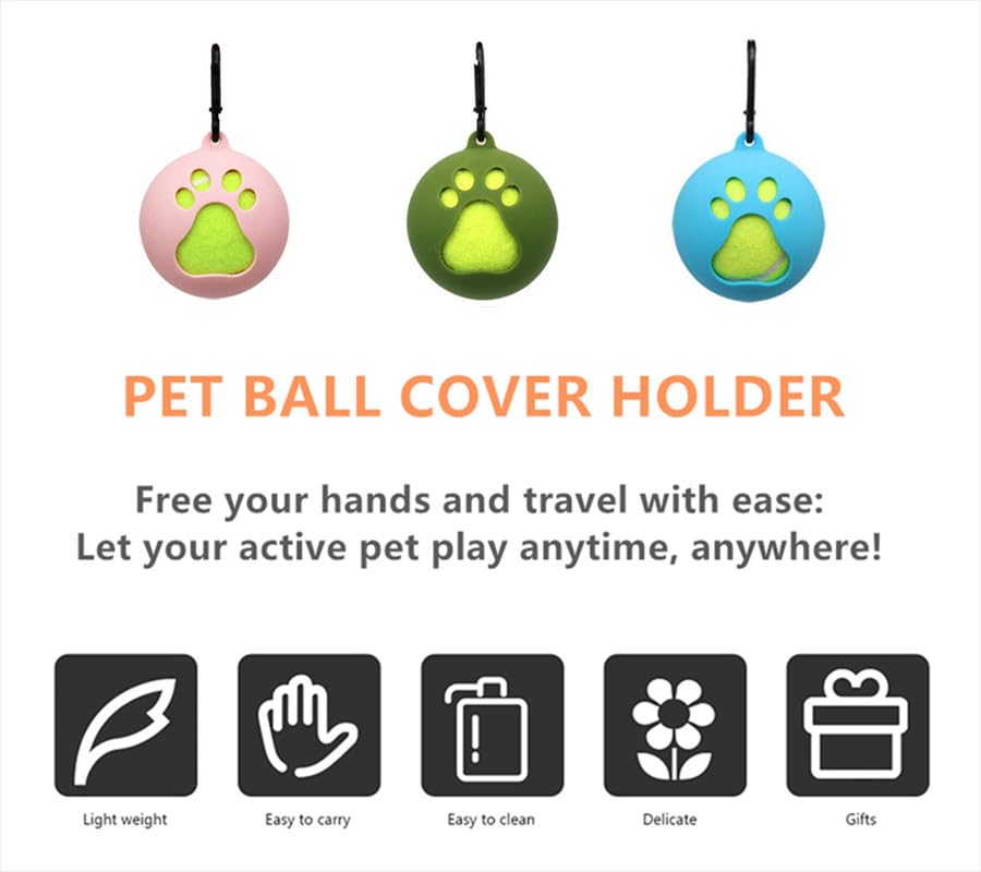 Pungi Pet Ball Holder Hands-Free Dog Ball Holder with Dog Leash Pet Ball Holder with Hands Free Dog Leash Attachment for Active Pets Easy Installation Pet Supplies(Pink Dark Green Sky Blue) - Image 2