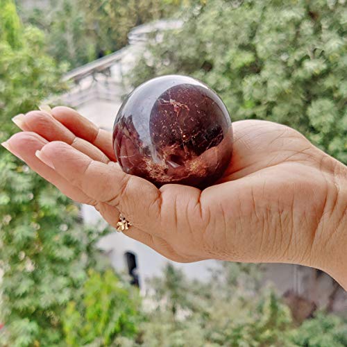 Image of Shubhanjali Healing Crystal Stone Sphere Vastu Natural Garnet Crystal Sphere Ball Crystal Garnet Stone Sphere for Home Decor Showpieces Table Decor Meditation 200-250 Gm