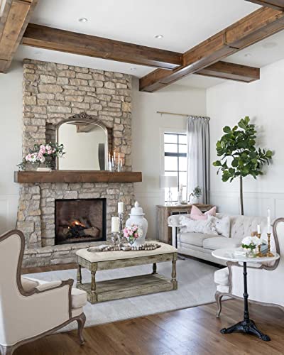 Ivane Rectangular Ottoman Coffee Table, Accent Bench Solid Wood Linen Upholstered Seat For Living Room, Bedroom, Hallways. Beige Top And Antiques Oak Light Brown Frame, 36" L X 16" W X 18" H #TOP1