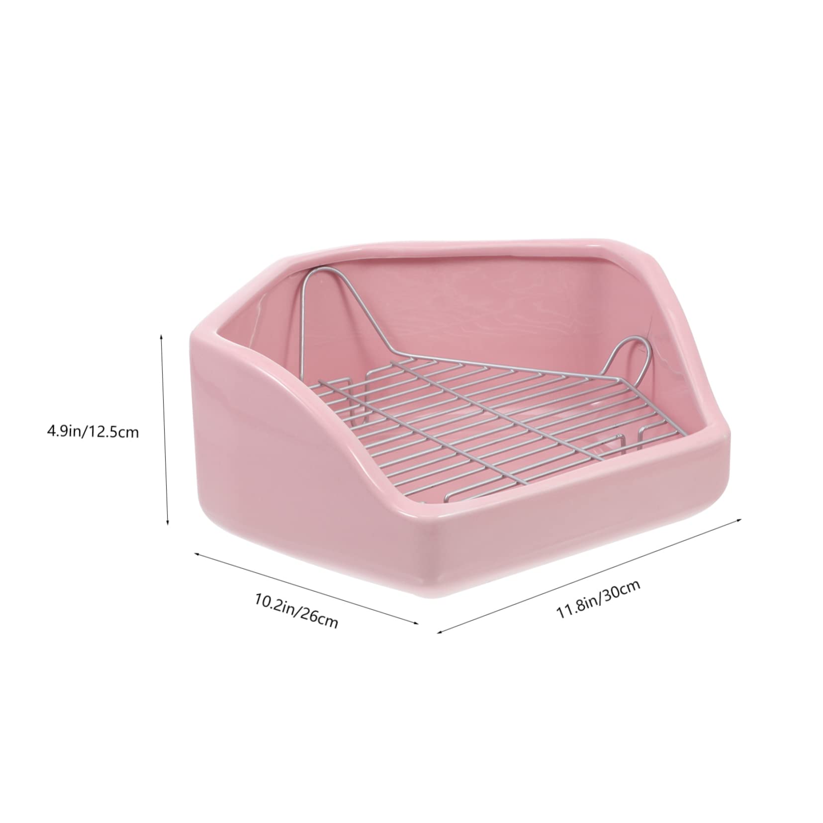 Toyvian Inodoro Antivuelco para Conejos y Hurones, Orinal de Cerámica Diseño de Malla y Rejillas Desmontables, Adecuado para Uso en Jaulas y Espacios Interiores