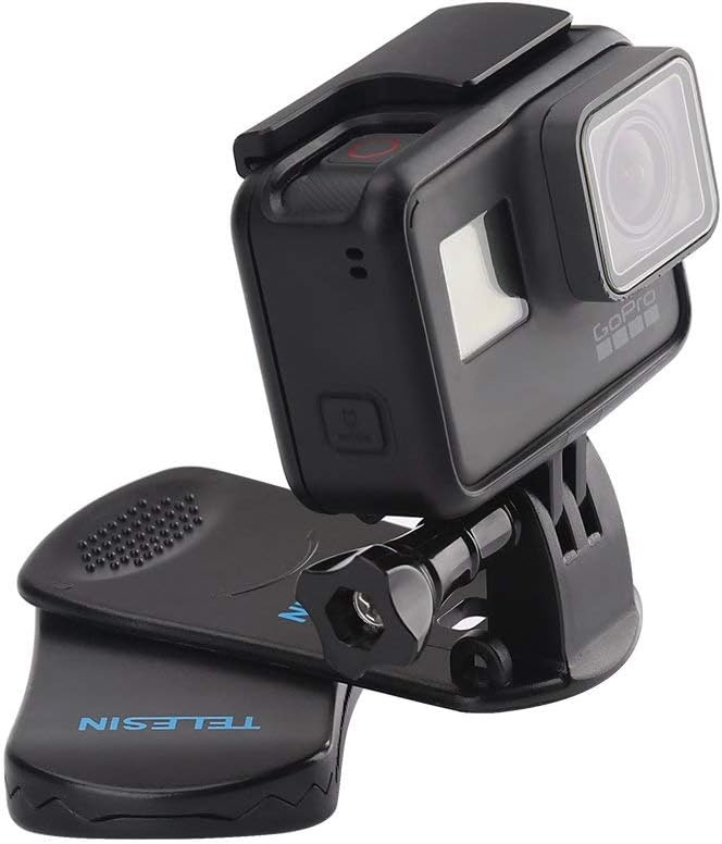 AuyKoo 360 Degree Rotary Backpack Mount, Quick Release Clamp Stand Hat Clip Mount for GoPro Hero 4 5 6 7 8 Black Hero 2018 Session Fusion Xiaomi YI SJCAM Action Camera