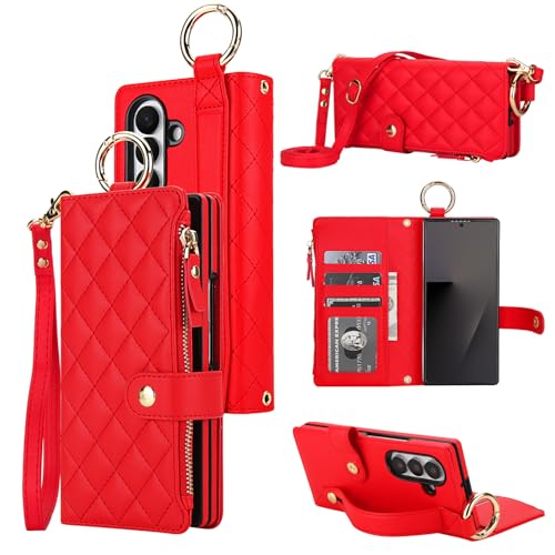 KIHUWEY Galaxy Z Fold 7 EHbgP[X J[hz_[t v~AU[ C RFID ubN ϏՌ Wbp[ XgXgbv Xgbv Jo[ Samsung Galaxy Z Fold 7 8.0C`p (b