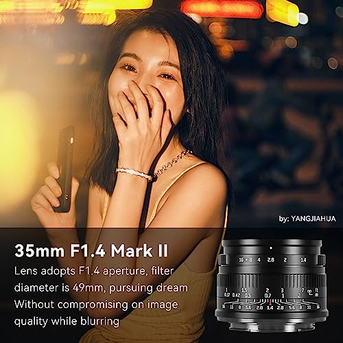 Image of 7artisans 35mm F1.4 Mark II APS-C Manual Focus Fixed Lens Large Aperture for Sony E Mount Mirrorless Cameras A6500 A6300 A6100 A6000 A5100 A5000 A9 NEX 3 NEX 3N NEX 5 NEX 5T 5R NEX 6 7