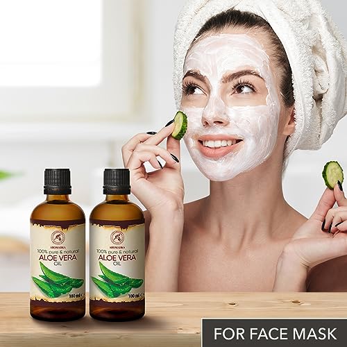 Aromatika Trust The Power Of Nature OALOE2X100 Aromatika Aloe Vera Oil Pure Set 6.8 Fl Oz – 100% Natural - Glass Bottle - Aloe Vera Oil Base Oil - Aloe Barbadensis - Brazil - Refined - Intensive Care For Face - Body - Hair - Hands - Massage thumb #5