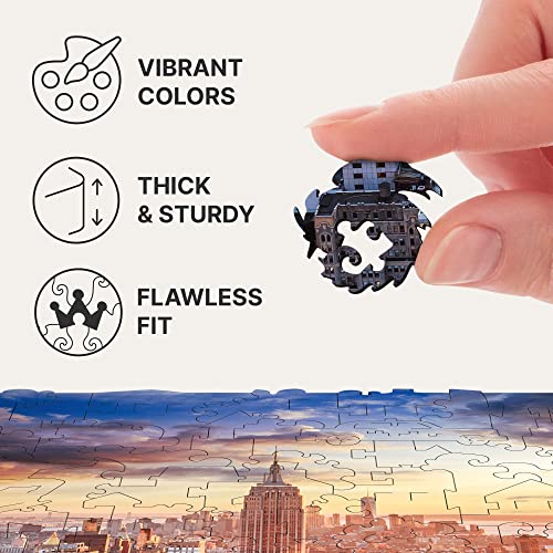 Unidragon Original Wooden Jigsaw Puzzles - City Morning New-York, 250 Pcs, Medium 12.2"X9", Beautiful Gift Package, Unique Shape Best Gift For Adults And Kids #TOP3