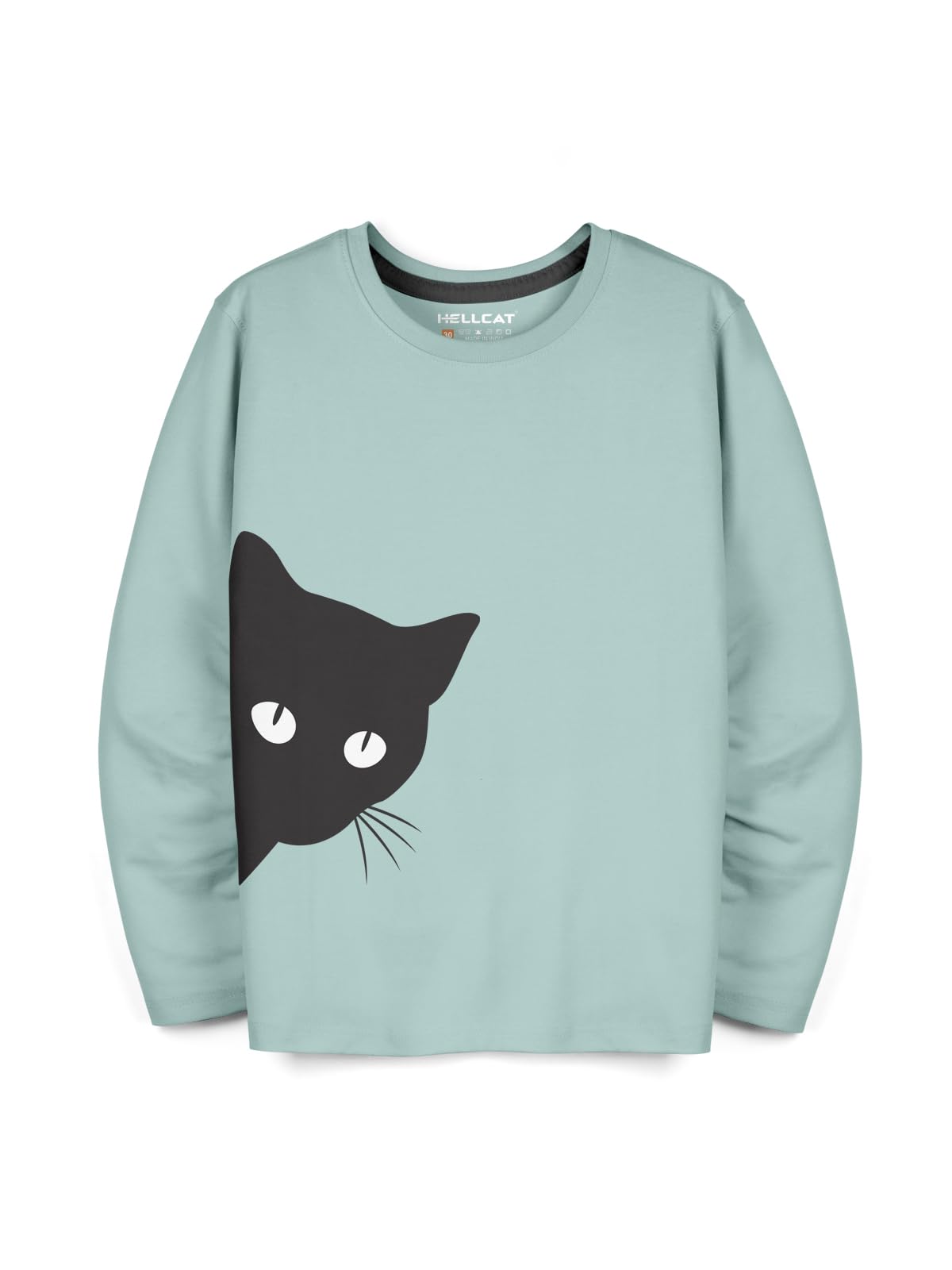 HELLCAT Beige Trendy Graphic Printed Typographic Cotton Blend Round Neck Full Sleeve T-Shirt for Boys