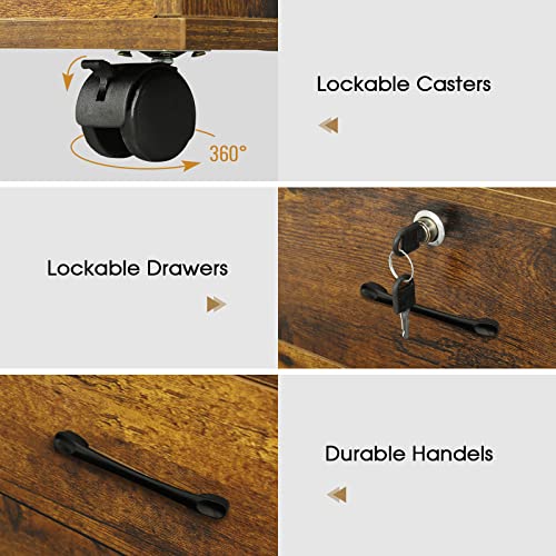 image for Sedeta 3 Drawer File Cabinet with Lock fits Legal/Letter Size, Rolling