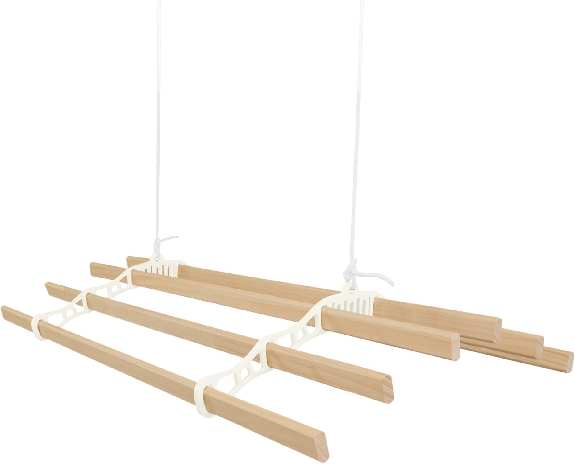 Clothes Airer Ceiling Pulley 6 Lath 1.8m Ivory Maid Traditional Mounted Clothing Dryer Victorian Clothes Horse Laundry Drying Rack Extendable Cast Iron Varnished Pine Kitchen Utility FREE Fixing Kit