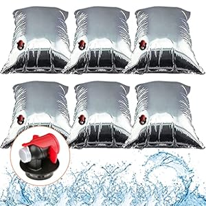 Qinglee 6pcs 105L Bidon Seau Eau Alimentaire avec Robinet, 3×15/20L Jerrican Alimentaire Reservoir d’eau Pliable, Bidons Portables, pour Randonnée Camping Sacs D’hydratation Potable