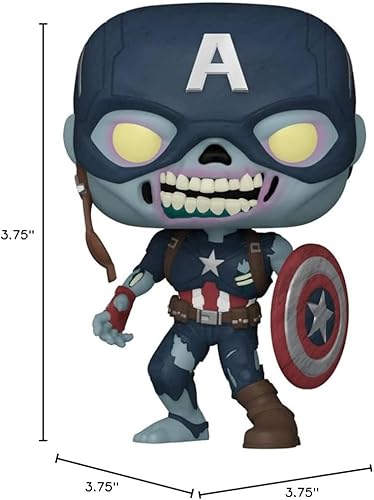 Miniatura 2 de POP Marvel: What If? - Figura de vinilo Zombie Captain America Funko Pop! (incluye funda protectora compatible con caja Pop Box), multicolor, 3.75